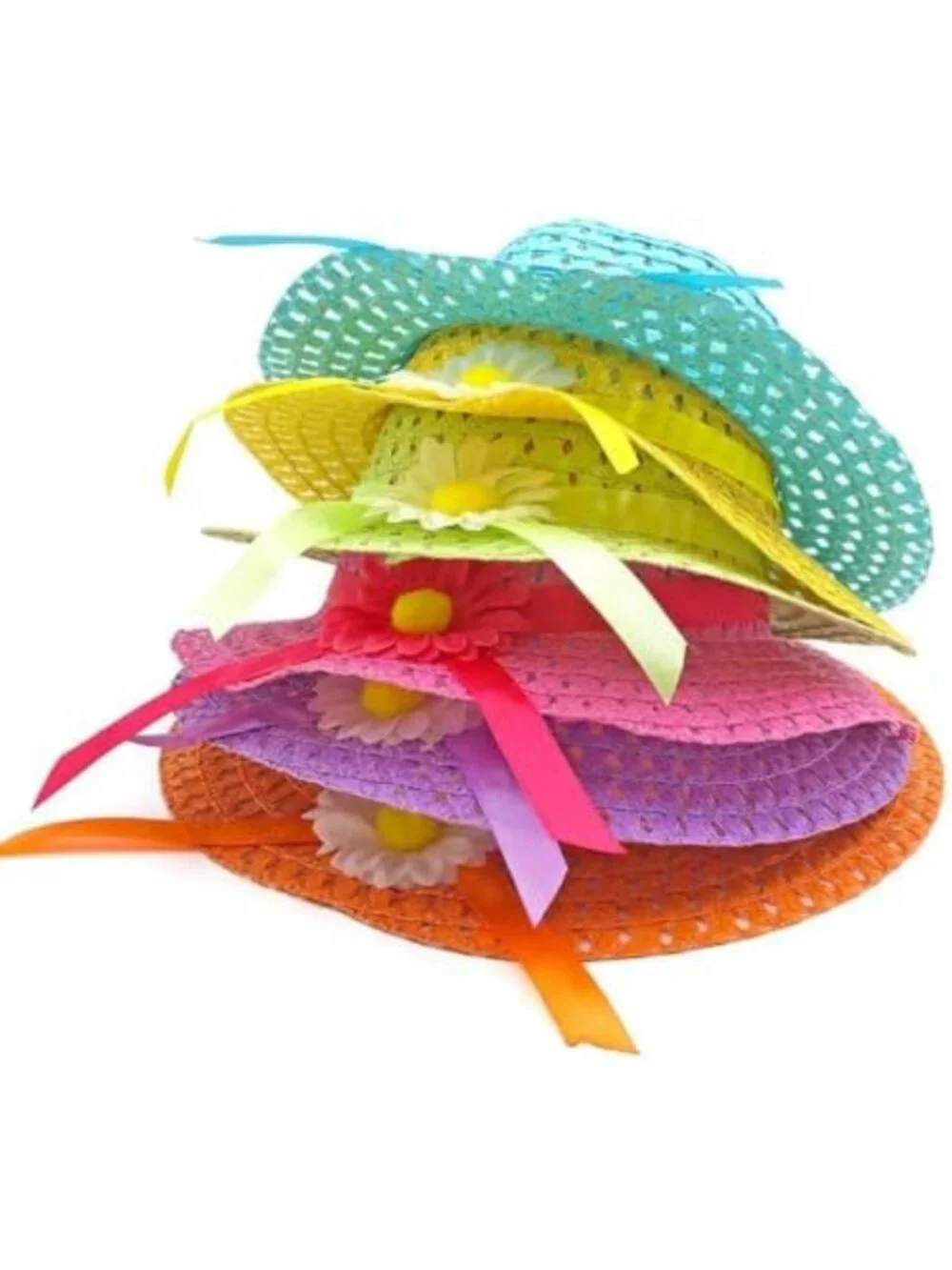 6 Sets Girls' Straw Sun Hat & Purse - Perfect for Tea Parties, Birthdays